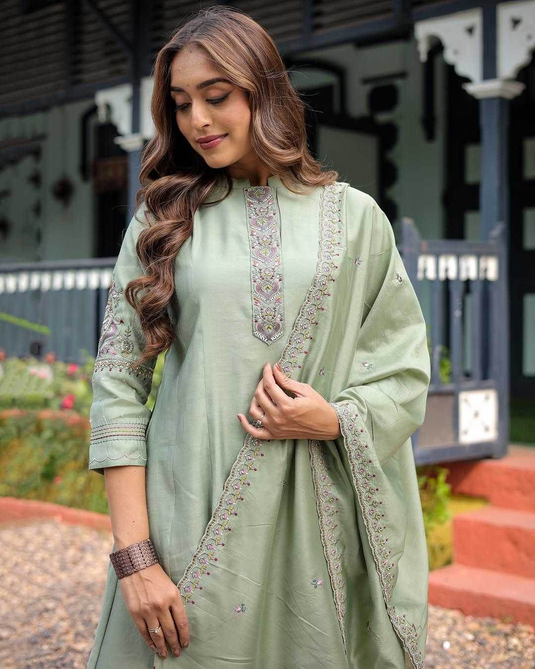 Muslin Embroidery Anarkali Suit - MYLUXURY LANE ENTERPRISE